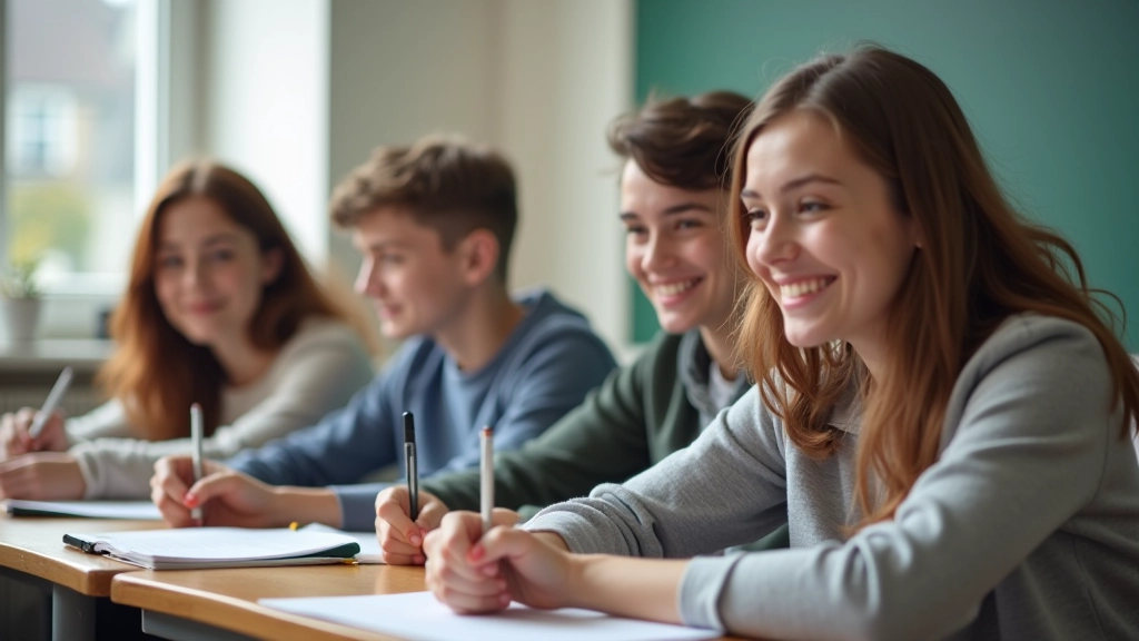 Skupina studentů při výuce angličtiny se zaměřením na správnou výslovnost slov